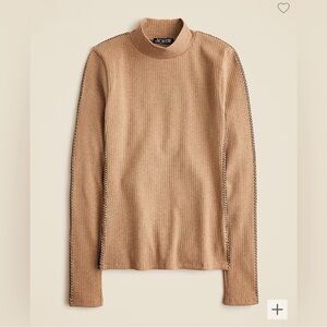J. Crew Factory Premium rib turtleneck with whipstitch trim in tan